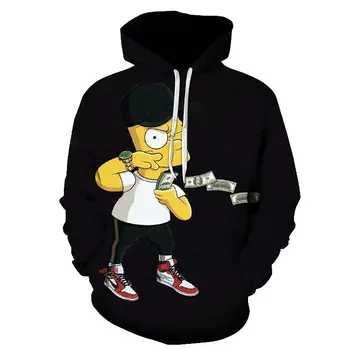 Rudenį juokingas anime simpson hoodies vyrų 3d spausdinimo mados Simpsonai atsitiktinis marškinėlius Vyrų drabužiai Hoodies vyrų negabaritinių hoody