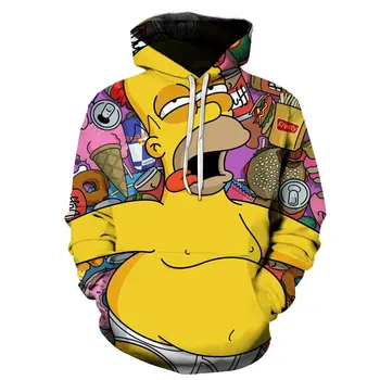 Rudenį juokingas anime simpson hoodies vyrų 3d spausdinimo mados Simpsonai atsitiktinis marškinėlius Vyrų drabužiai Hoodies vyrų negabaritinių hoody
