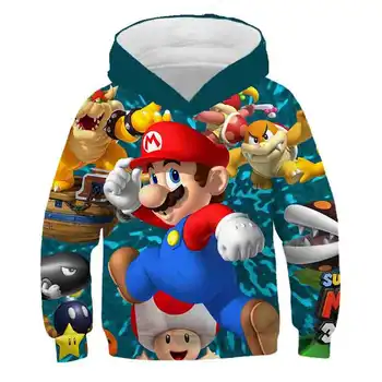 Rudenį Naują 3d Super Mario berniukai Hoodies mielas Animacinių filmų 3D spausdinimo Gobtuvu Palaidinukė mados atsitiktinis Puloveriai Streetwear kailis viršūnės
