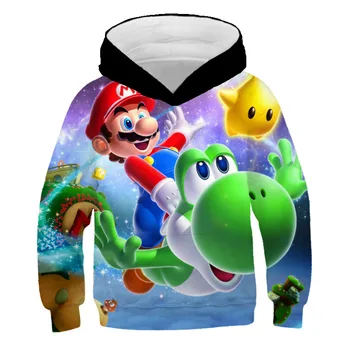 Rudenį Naują 3d Super Mario berniukai Hoodies mielas Animacinių filmų 3D spausdinimo Gobtuvu Palaidinukė mados atsitiktinis Puloveriai Streetwear kailis viršūnės