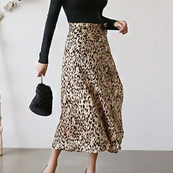 Rudenį, Vasarą Elegantiškas Leopard-print sijonas moterų 2020 m. naujų korėjos midi-line nėrinių šifono leopard sijonas Moterų sijonas