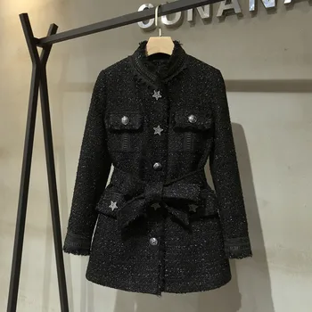 Rudenį, žiemą OLIS elegantiškas paltas Mados moterų Aukštos kokybės diržas vilnoniai paltai B424