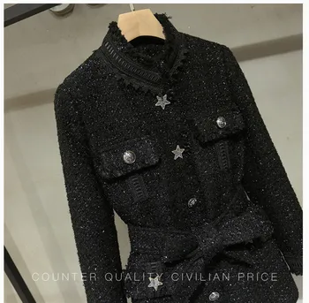Rudenį, žiemą OLIS elegantiškas paltas Mados moterų Aukštos kokybės diržas vilnoniai paltai B424