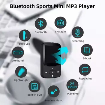 Ruizu LCD Sporto Audio Mini Bluetooth, Mp3 Grotuvas, Muzikos Audio Mp 3 Su Skaitmeninio Radijo Hifi Hi-Fi Ekranas Fm Flac Usb 8GB Įrašą