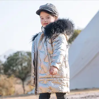 Rusija žiemos naujų mergaičių žemyn striukė vaikams ryškios spalvos nekilnojamojo kailių apykaklės žemyn paltai vaikai tirštėti paltai 6-14Y žemyn striukė ws1790