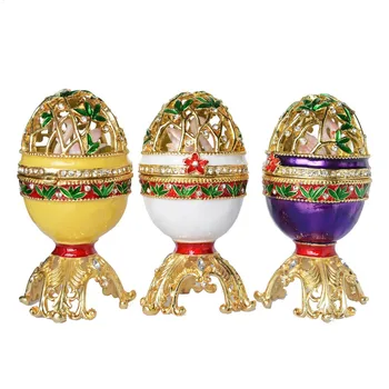 Rusijos amatų faberge stiliaus Velykų kiaušinių w swan brangakmeniais pakabukas lauke metalo papuošalų dėžutė namų dekoro skulptūra Kalėdų dovanos