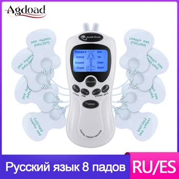 Rusų Kalba Dešimtis Mašina Vienetas Elektros Massager Impulso Raumenų Stimuliatorius Dual Dešimtis Terapijos Massager Mašina Elektrodų Pagalvėlės