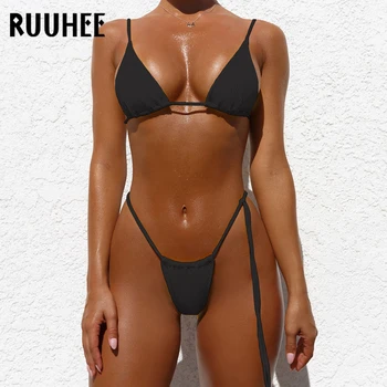 RUUHEE Karšto Micro Bikini Nustatyti Moterų maudymosi kostiumėlį, Kietas Bikini 2020 M Sexy Brazilijos Diržas Moterų maudymosi Kostiumėliai, Maudymosi Kostiumą, Tvarstis Biquini