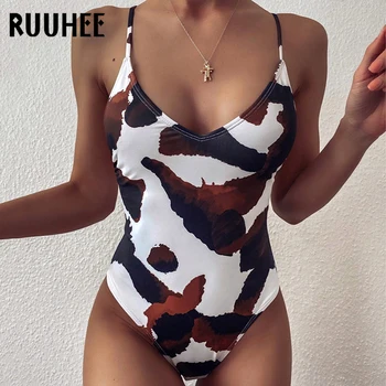 RUUHEE vientisi maudymosi kostiumėlį Moteris Giliai V-Kaklo Push Up Kamšalu Bodysuit Bikini 2020 M Sexy Monokini Karštą Vasaros Paplūdimio Rankšluosčiai Moteris