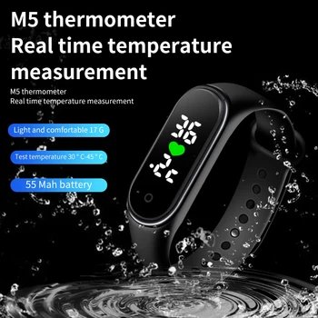 SAKZNR M5 Naujas Smartwatch Realiu laiku Kūno Temperatūros Nustatymo Išmaniųjų Laikrodžių Apyrankės, Ekranas atsparus Vandeniui Smart Juosta Vyrams