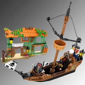 Salos žvejybos namas Karibų Piratai: Juodojo Perlo Laivo Saloje Audra Modelis Statybiniai Blokai, Plytos, žaislai, dovanos berniukams
