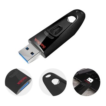 Sandisk CZ48 ULTRA USB 3.0 Flash Drive 64GB Pen Drive 16GB 32GB 128GB 256 GB USB3.0 Memory Stick Pendrive Skaityti Greitis iki 100M/s