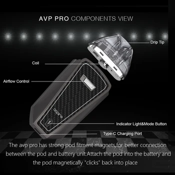 Sandėlyje Aspire AVP Pro Kit Pod sistema Ritė keičiami ir oro Srautas reguliuojamas 1200mAh buit akumuliatorius