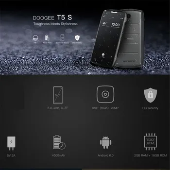 Sandėlyje! DOOGEE T5S Išmanųjį telefoną 4500mAh 2GB, 16GB 4G LTE WCDMA GSM mobiliųjų Telefonų 5.0