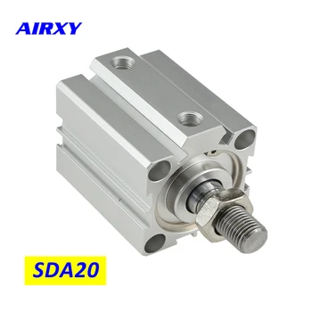 SDA 20mm kompaktiškas pneumatinis cilindras, dvigubo veikimo cilindro oro stūmoklis, cilindras, 5-100mm eiga SDA20 SDA20-25