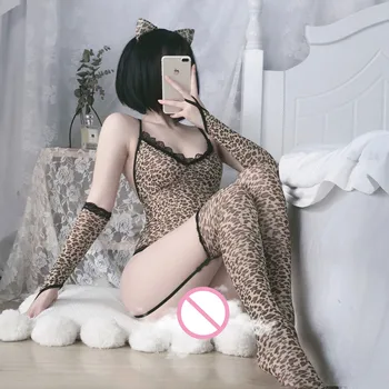 Seksualus Erotiniai apatinis Trikotažas, Leopardas spausdinimui Laukinių Kačių Lesbiečių Kostiumas Nustatyti, Naktinis Klubas Lankelis Roleplay Vienodas Cosplay Sekso Žaislas, skirtas Moters