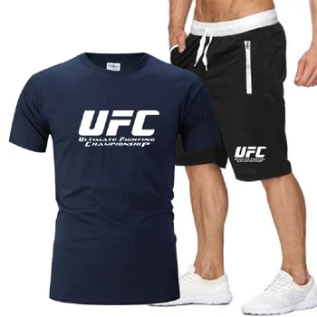 Sekti pavyzdžiu vyrų naujas kostiumas vasarą prekės fitneso sporto spausdinami šortai + T-shirt veikia tiktų vyrų kostiumas 2-piece didelio dydžio