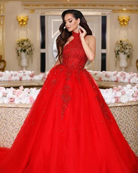 Sevintage Raudonos Nėrinių Prom Dresses 2021 Apynasrio Kristalų Ilgai Traukinio Vakarinę Suknelę Backless Plius Dydis Moterys Šalis Chalatai Užsakymą
