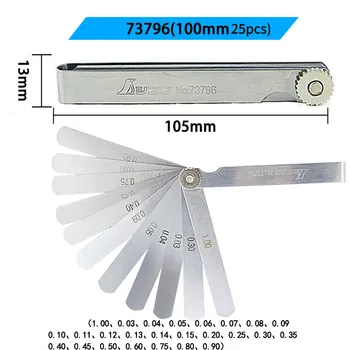 SHINWA Feeler gauge skirtumas valdovas nerūdijančio plieno storio matuoklis, storio matuoklis didelio tikslumo 0.02-1,0 mm 150mm 25PCS