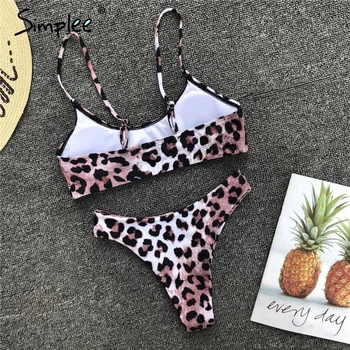Simplee Leopardas spausdinti bikini 2019 mujer Seksualus maudymosi kostiumėlį moteris Push up maudymosi kostiumėliai moterims, maudymosi kostiumą, biquini Vasaros paplūdimio drabužiai nauji