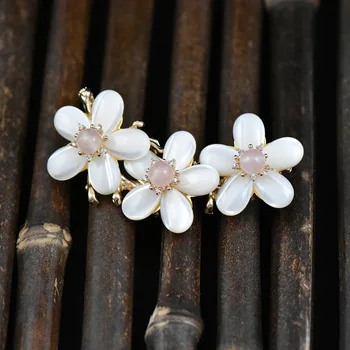 SINZRY NAUJAS rankų darbo goegous natūralių gėlavandenių perlų shell gėlių suknelė sagės pin unikalų mados juvelyrika moterys