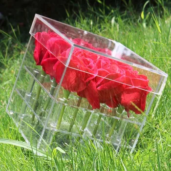 Skaidraus Akrilo Rožių Gėlių Lange Prabangus Rankų Darbo Dovanų Dėžutėje Vaza