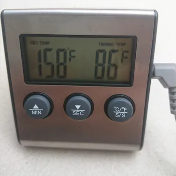 Skaitmeninis LCD Maisto Zondas Orkaitės Termometras, Laikmatis, Temperatūros Jutiklis, Verdant, Kepant Mėsos Naujas 1pc Maisto Temperatūrą ir Kepimo GRILIS