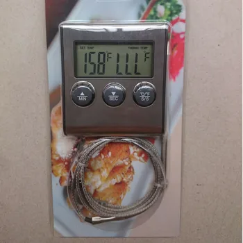 Skaitmeninis LCD Maisto Zondas Orkaitės Termometras, Laikmatis, Temperatūros Jutiklis, Verdant, Kepant Mėsos Naujas 1pc Maisto Temperatūrą ir Kepimo GRILIS