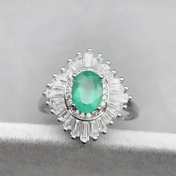 Smaragdas žiedas didelis dydis Nemokamas pristatymas Gamtinių nekilnojamojo smaragdas 925 sterling silver 5*7mm