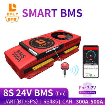 Smart BMS 8S 24V 300A 400A 500A Bluetooth 485, kad USB prietaisas GALI NTC UART programinės įrangos Li-on Akumuliatoriaus apsaugos Valdybos BMS Su Ventiliatoriumi