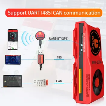 Smart BMS 8S 24V 300A 400A 500A Bluetooth 485, kad USB prietaisas GALI NTC UART programinės įrangos Li-on Akumuliatoriaus apsaugos Valdybos BMS Su Ventiliatoriumi