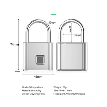 Smart Durų Užraktas Protingas pirštų Atspaudų Spynos Greitai Atrakinti USB Sąsaja Lungges Krepšys