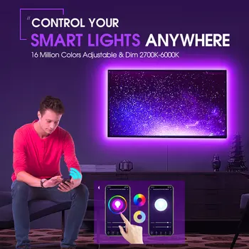 Smart RGBCCT LED Šviesos Juostelės Wifi Valdytojas 2m 12V Lanksti Juosta Rinkinys Balso Kontrolės RF Remoteworks su Alexa, Google 