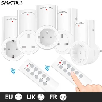 SMATRUL Belaidžio Nuotolinio Valdymo Lizdas Smart ES, JK, prancūzijos Plug Sienos 433mhz Programuojami Elektros Lizdo Jungiklis 220v 230v LED