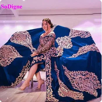 SoDigne Alžyro komplektus Caftan Vakaro Suknelės Elegantiškas Dubajus arabų Vakare Chalatai ypatinga Proga Promenadzie Suknelė Su Appliques