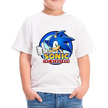 Sonic the hedgehog Marškinėliai Berniukams, vaikų Vasaros drabužių trumpomis Rankovėmis 3D Animaciją Spausdinti Streetwear medvilnės Berniukai Vaikams Viršūnes 14T