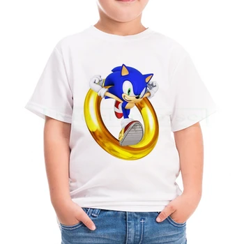 Sonic the hedgehog Marškinėliai Berniukams, vaikų Vasaros drabužių trumpomis Rankovėmis 3D Animaciją Spausdinti Streetwear medvilnės Berniukai Vaikams Viršūnes 14T