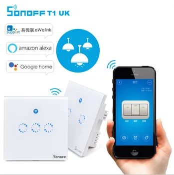 Sonoff T1 UK Skydelis 1/2/3 Gauja Smart Touch Wall jungikliai 1C/2C/3C WiFi / RF/APP 86 Tipo Nuotolinio Valdymo Jungiklis Smart Home Auto