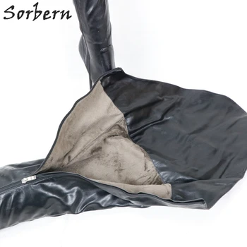 Sorbern Custom Black Matt Ekstremalių Ilgi Batai Moterų Aukšto Kulno Platforma Asimetrija Ne Ilgai, Viduje Trumpas Moterų Batai