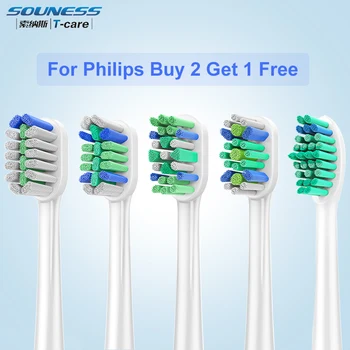 SOUNESS 4pcs Pakeitimo Sonic Šepetėlis Galvutės Aukštos Kokybės DuPont Tynex Šeriai Philips Elektrinis dantų Šepetėlis Galva Pirkti 2 Gaukite 1