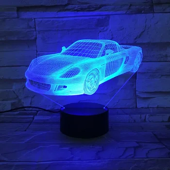 Sporto Automobilių Lenktynių 3D Lempa Šalia Nakties Šviesos diodų (LED) Lemputę Daugiaspalvis RGB Flash Išnyks Kalėdų Dovanos Fo Žmogus Berniukas Vaikų Namų Deocr