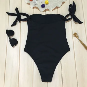 Stebėjimo Vienas Gabalas juodos spalvos maudymosi kostiumas, kaklaraištis, rankovės seksuali moteris bodysuit paplūdimio drabužiai vientisas kuklų maudymosi kostiumėliai, sporto maudymosi kostiumėlį