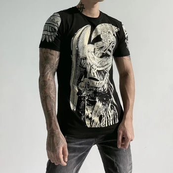 Streetwear medvilnės marškinėliai vyrams trumpomis rankovėmis cirkonio apvalios kaklo aukštos kokybės apvalios kaklo vasaros mados atsitiktinis marškinėliai maker