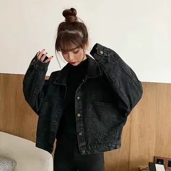 Striukės Moterims Džinsinis Trumpas Prarasti Vieną Breasted Mygtuką Kišenės Korėjos Stiliaus, Elegantiškos Retro Harajuku Ulzzang Atsitiktinis Streetwear Womens