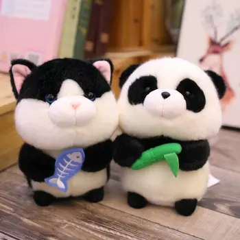Super Mielas, Apvalus Kamuolys Formos Apkabinti Bambuko Panda Pliušinis Žaislas Aukštos kokybės Įdaryti Animacinių filmų gyvūnų Juoda Katė, Lėlės, žaislai Žiurkėno Desertas