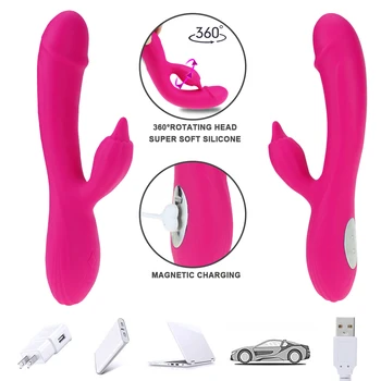 Super Minkštas G taško Klitorio Vibratorius Triušis Dildo Sekso Žaislai Moterims, su 10-shock 