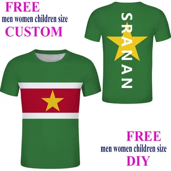 Surinamas užsakymą Vyrai Tee-shirt Žalia kietas streetweare T-shirt Juoda SRANAN Spausdinti Sarnam šalies vėliava, Drabužių