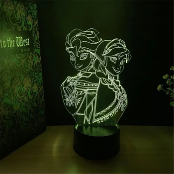 Sušaldyti 3D LED Nakties Šviesos USB 7 Spalvų Keitimas Iliuzija, Stalo Lempos 