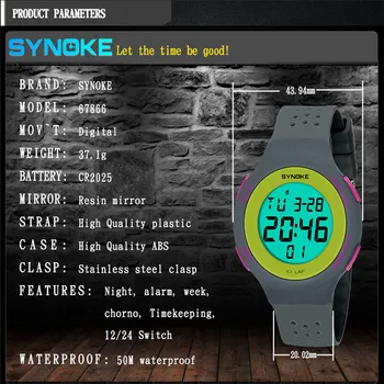 SYNOKE Multi-Funkcija vyrų sporto laikrodžiai 50M atsparumas Vandeniui Žiūrėti LED Skaitmeninis Dvigubo Veiksmų Elektroninių Žiūrėti Relogio Masculino