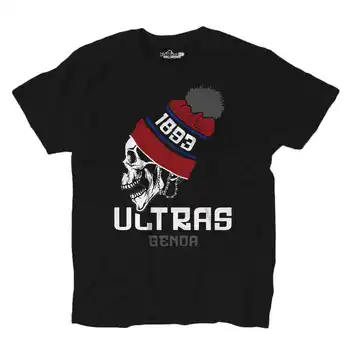 T-shirt Ultras Genujos 1893 Stadionas Futbolo Gerbėjų Kaukolė S Juoda